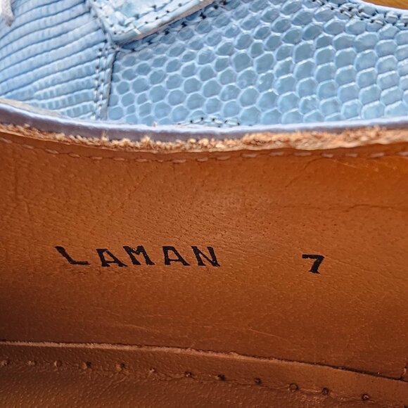 NEW Vintage Baby Blue Exotic David Eden Crocodile Teju Lizard Men's 7 Dress Shoe - Picture 10 of 16